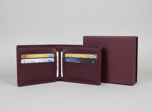 Burgundy Leather Slim Wallet"