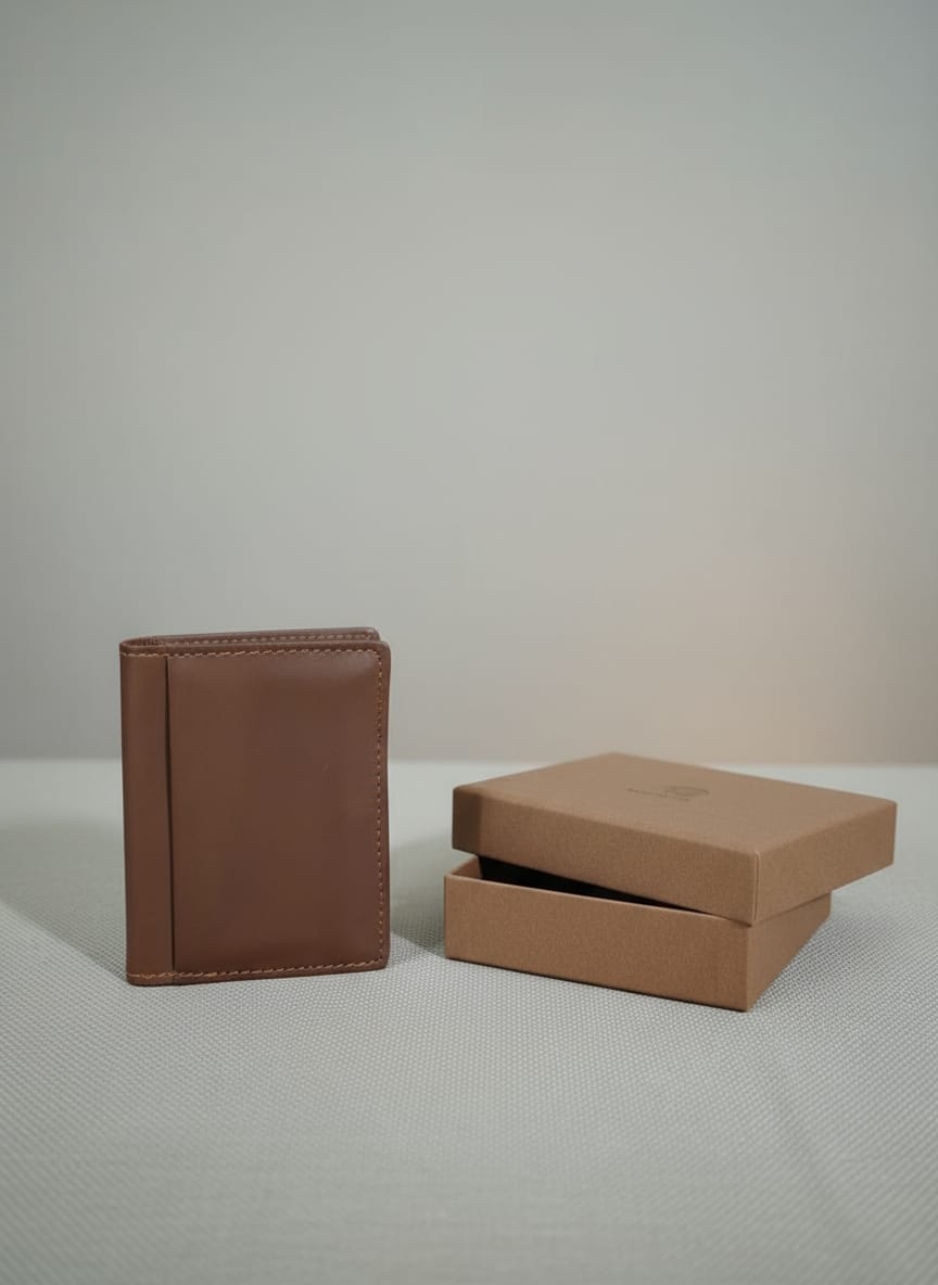 : Classic Brown Leather Card Holder Wallet