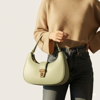 The Sage Elegance Shoulder Bag pistasio colour luxury impression