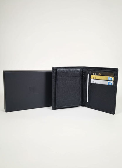 Elegant Black Leather Bi-Fold Wallet