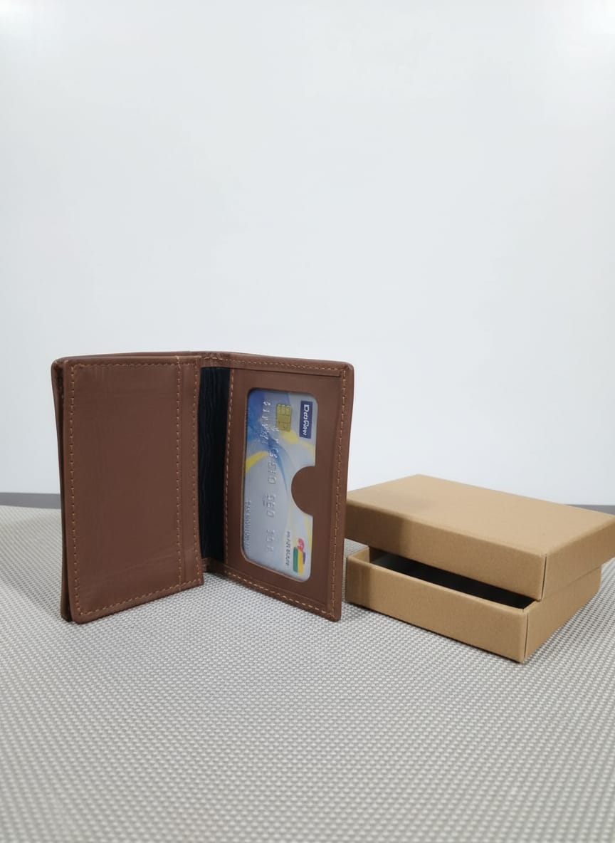 : Classic Brown Leather Card Holder Wallet